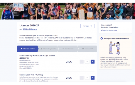 Boutique licence avec HelloAsso